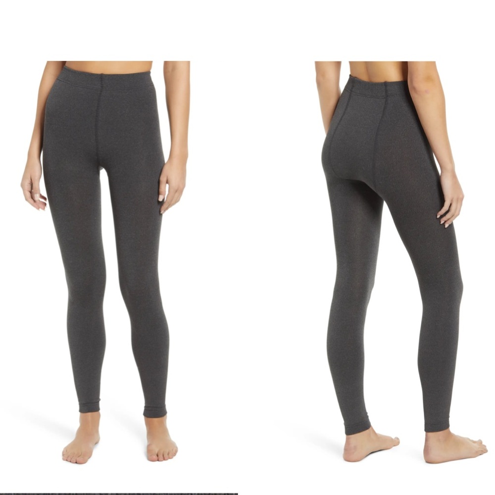 NORDSTROM FLEECE LINED FOOTLESS TIGHTS CHARCOAL GRAY M/L NWT